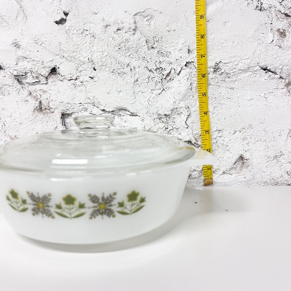 VINTAGE Anchor Hocking Fire King Round Casserole Green Meadow set of x3 - Picture 8 of 9